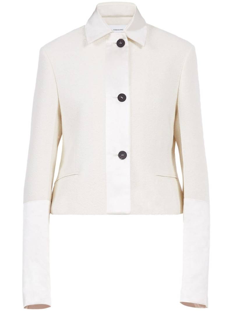 Ferragamo silk-trim wool-blend cropped jacket - Neutrals von Ferragamo