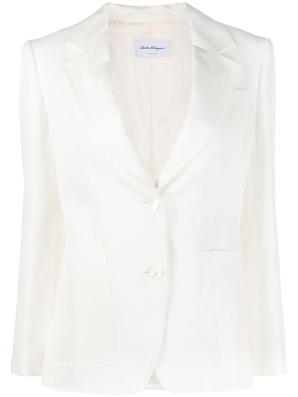 Ferragamo single-breasted silk-blend blazer - White von Ferragamo