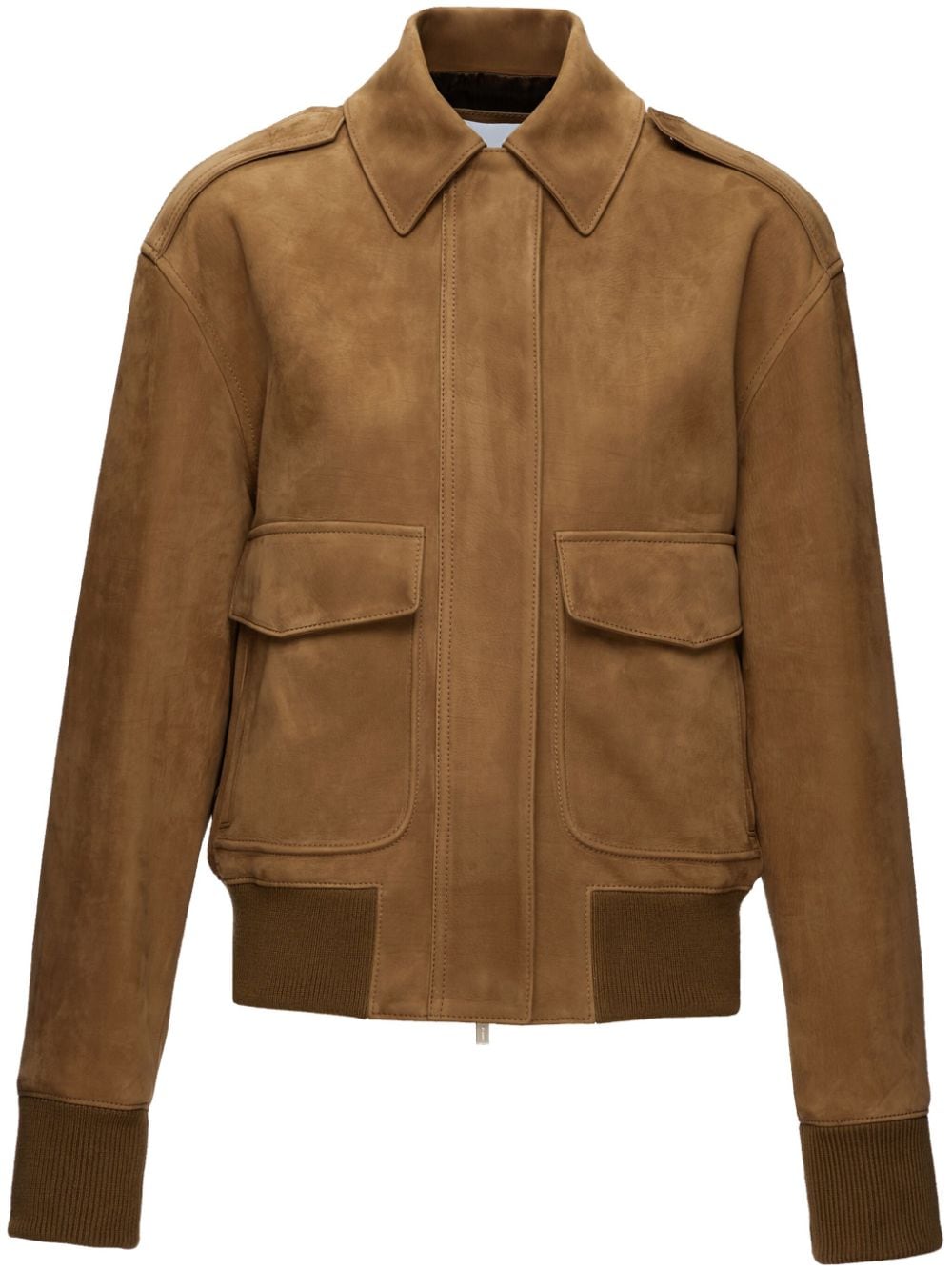 Ferragamo spread-collar leather jacket - Brown von Ferragamo