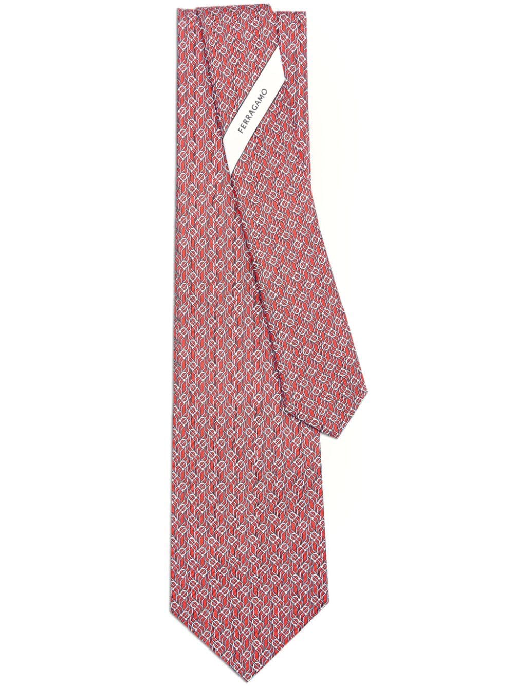 Ferragamo tetris-print silk tie - Red von Ferragamo