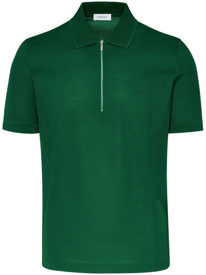 Ferragamo zip-up cotton polo shirt - Green von Ferragamo