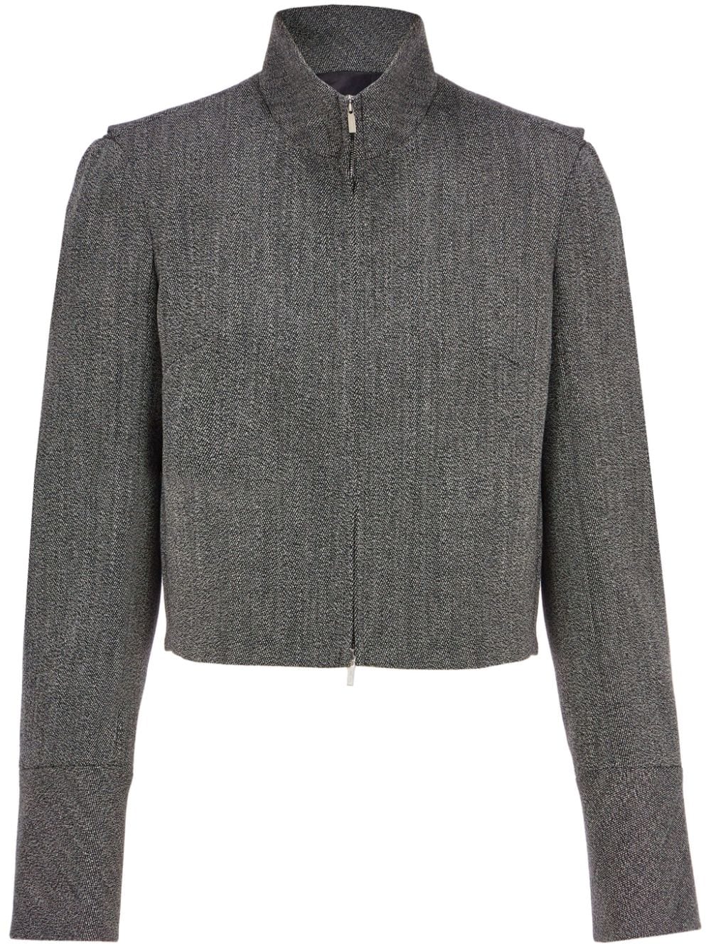 Ferragamo zip-up cropped tweed jacket - Grey von Ferragamo