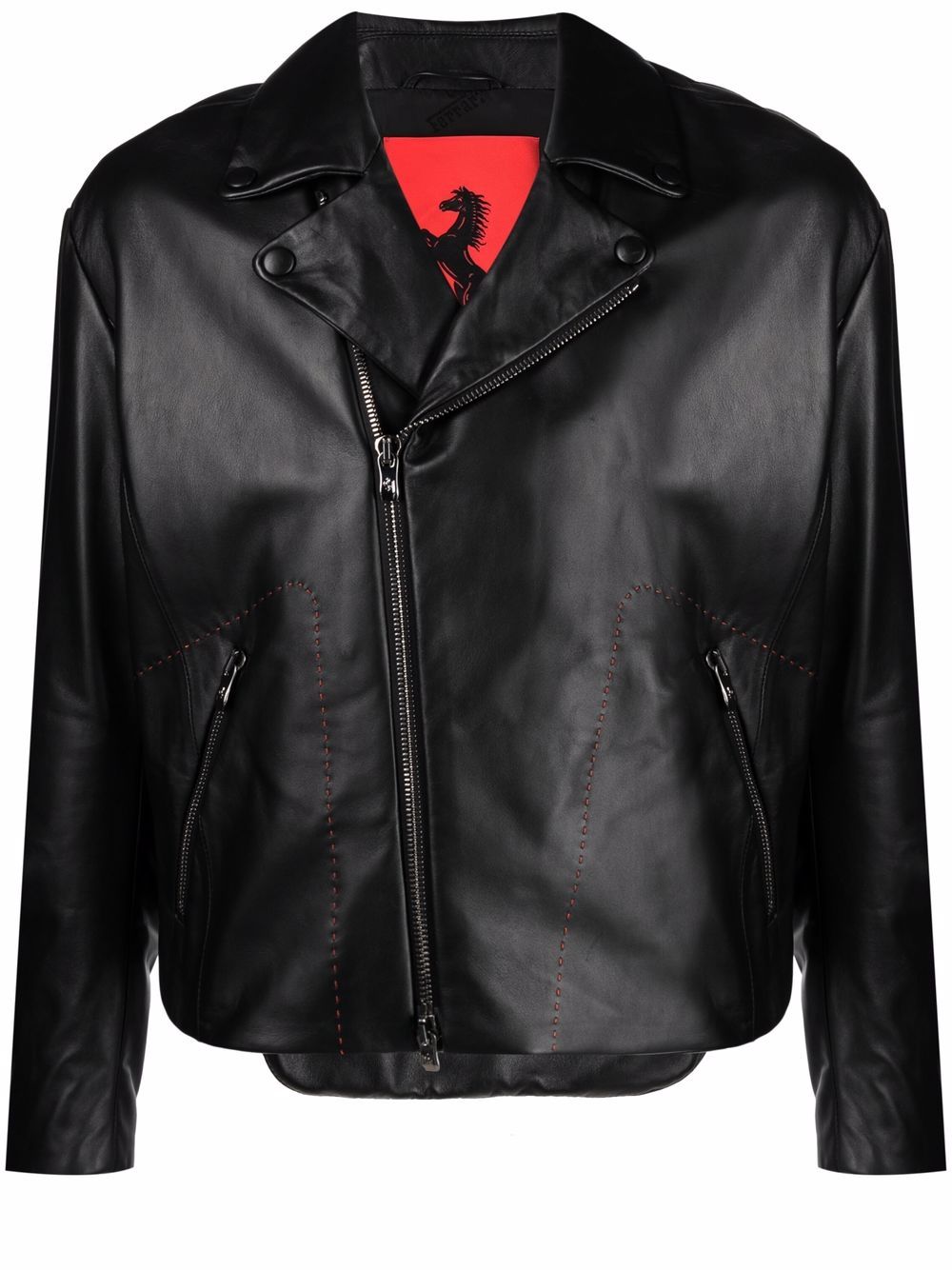 Ferrari Prancing Horse leather biker jacket - Black von Ferrari
