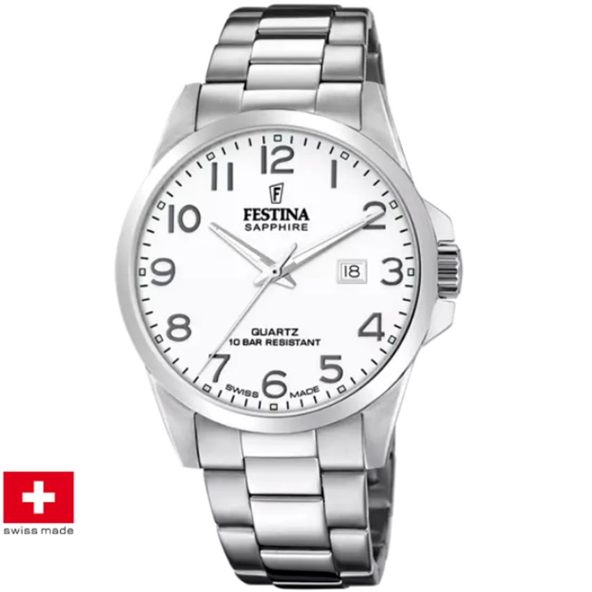 Festina F20024/1 Swiss Made Acero Klassik Herrenuhr von Festina