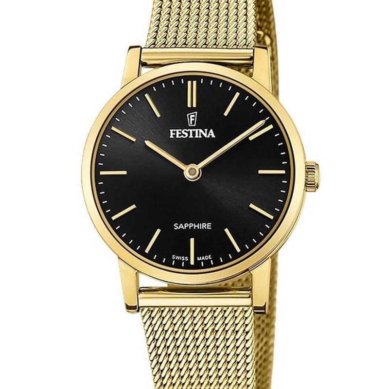 Festina Swiss Made F20023/3 Schwarzgold Damenuhr von Festina