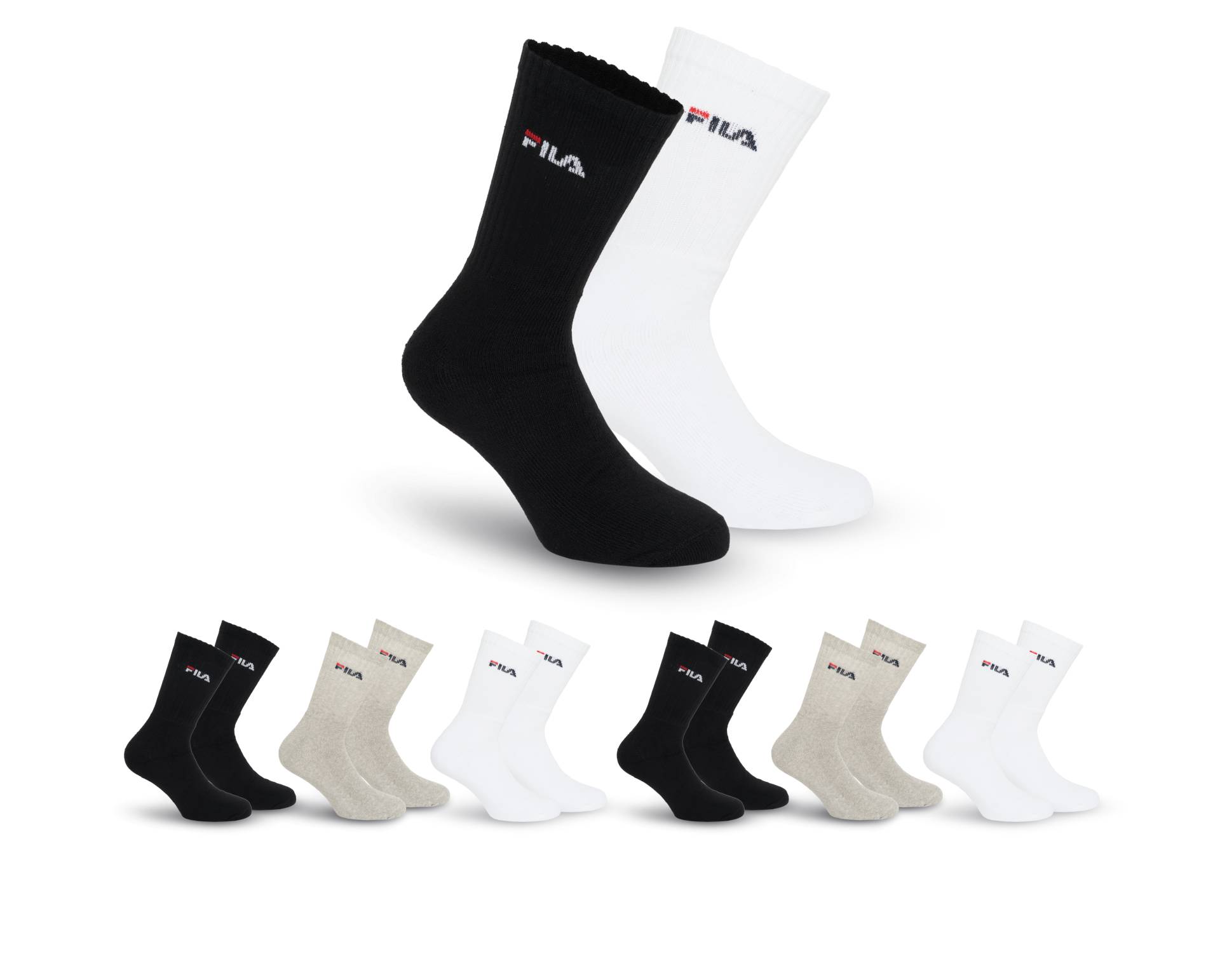 Fila Sportsocken »UNISEX CREW TENNIS FULL TERRY SOCKS«, (6 Paar), mit eingestrickem Logo von Fila