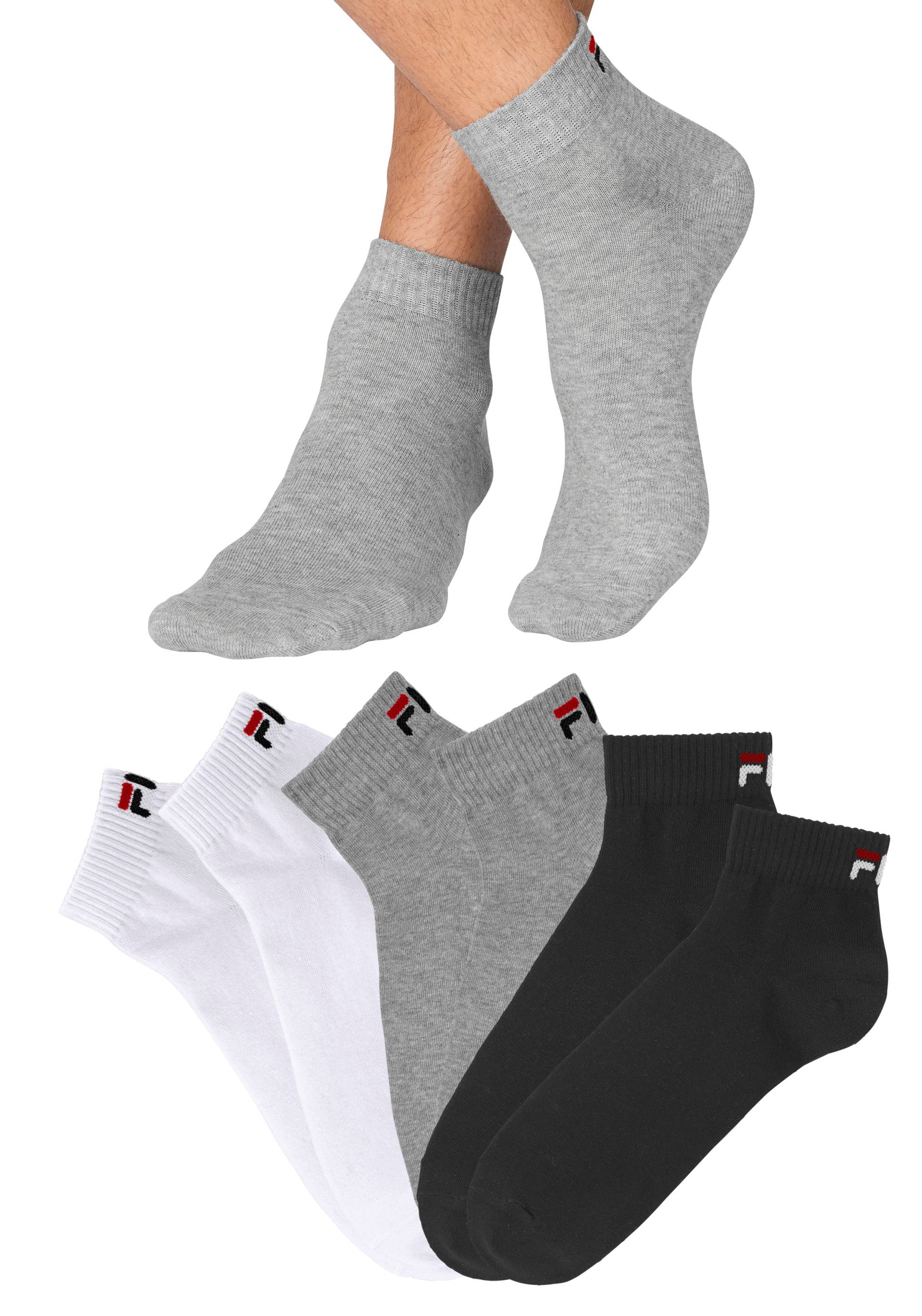 Fila Kurzsocken, (6er Pack), Baumwollmischung, Rippenbündchen, flache Zehennaht von Fila