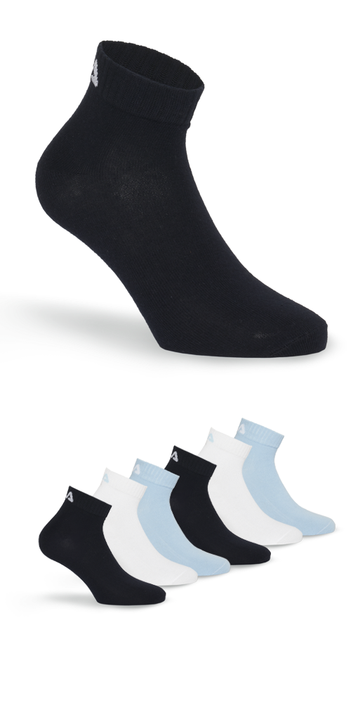 Fila Kurzsocken, (6er Pack), Baumwollmischung, Rippenbündchen, flache Zehennaht von Fila