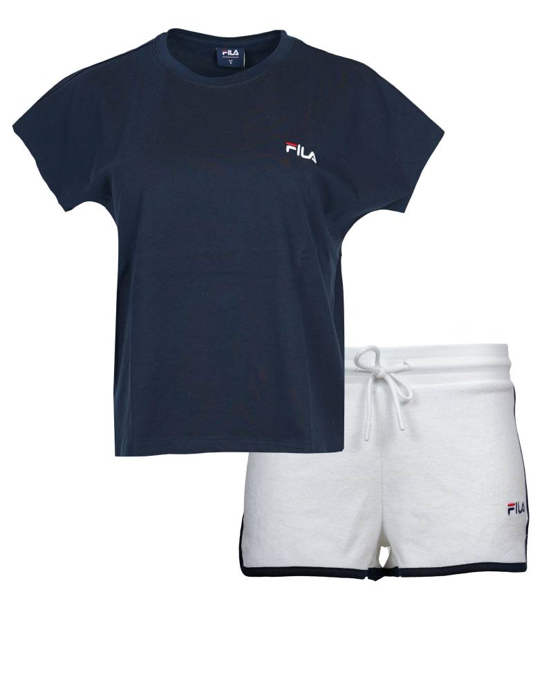 Fila Shorty »WOMAN JERSEY TOP + TERRY SPONGE SHORTS PYJAMAS«, (2 tlg.), mit kontrastreichen Paspeldetails von Fila
