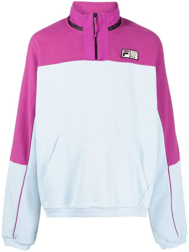 Fila logo-patch half-zip sweater - Blue von Fila