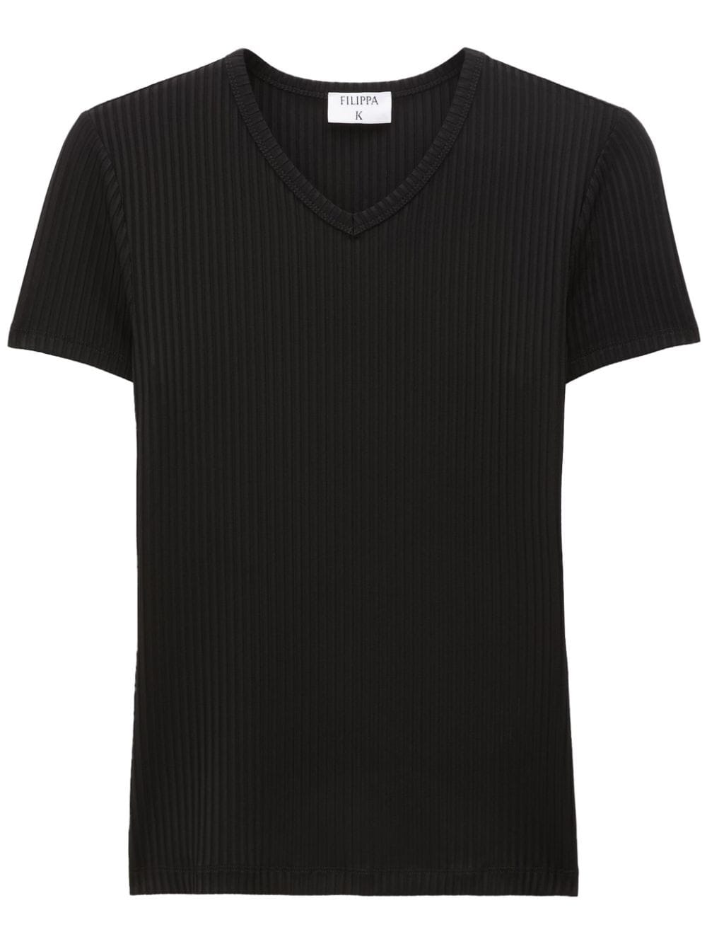 Filippa K V-neck ribbed-knit T-shirt - Black von Filippa K