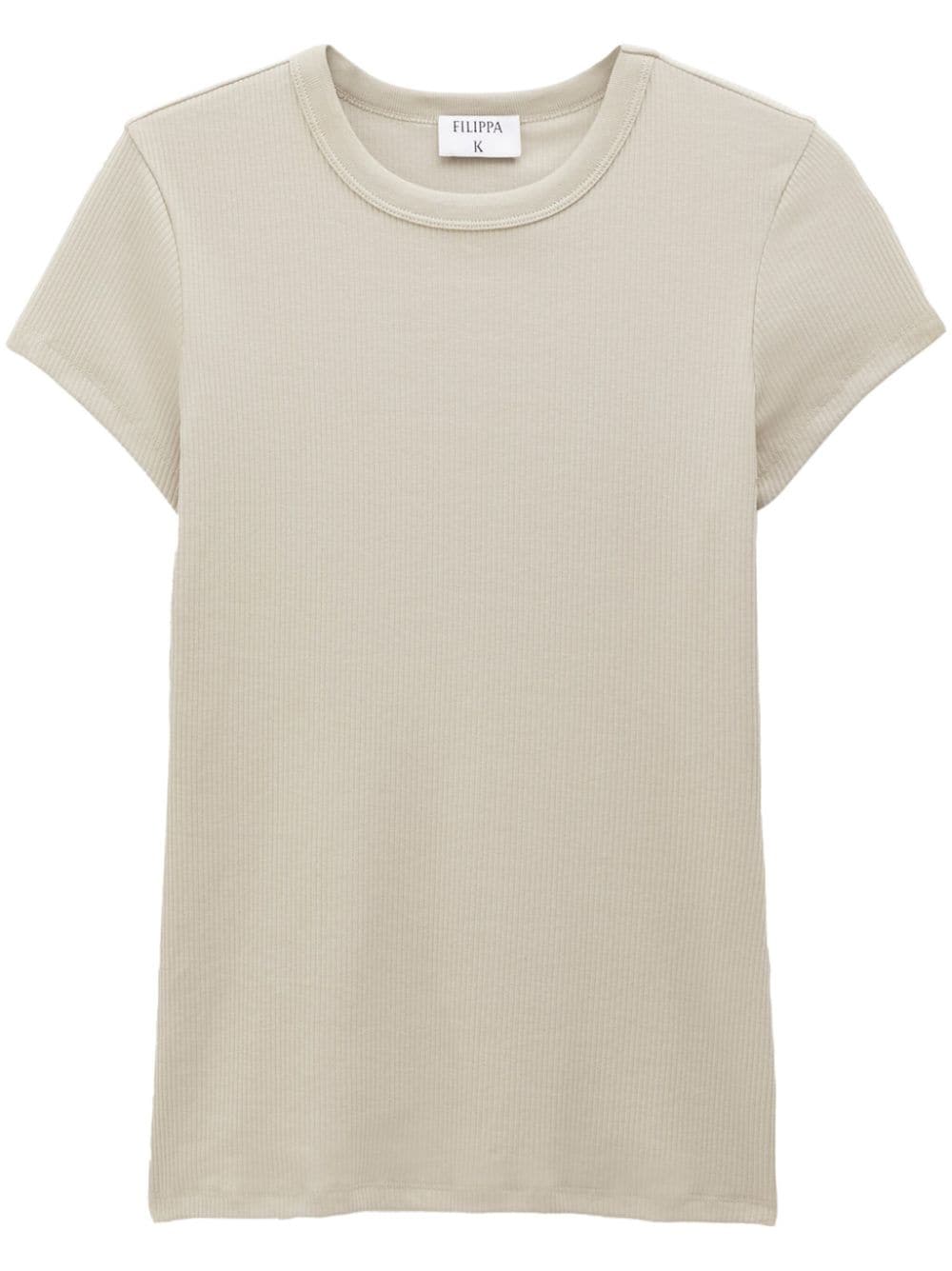 Filippa K fine-ribbed organic cotton-blend T-shirt - Neutrals von Filippa K