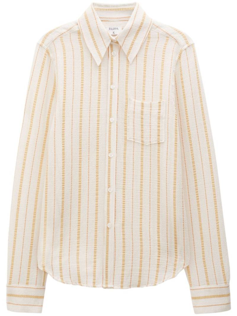 Filippa K seersucker striped organic cotton-blend shirt - Neutrals von Filippa K