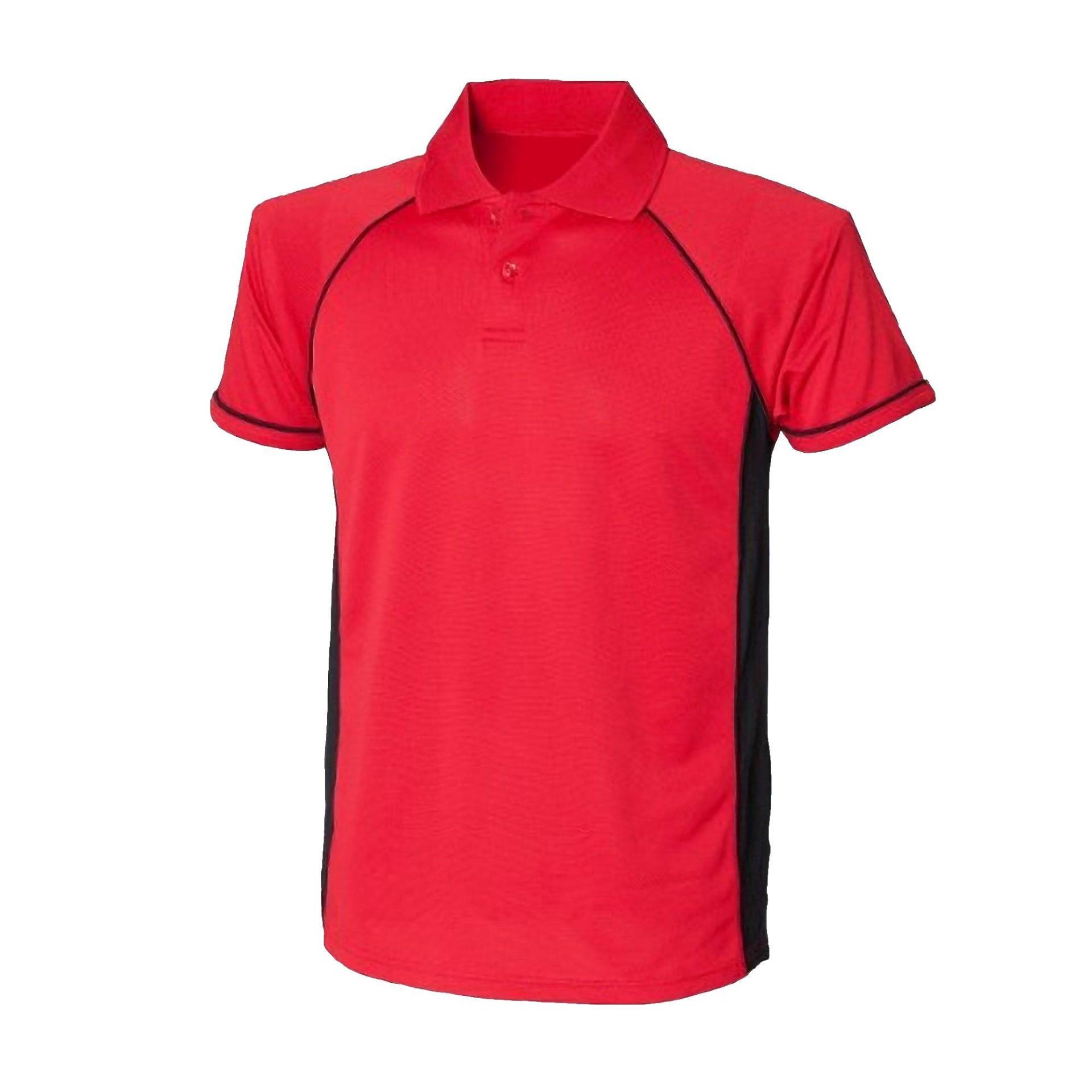 Sport Poloshirt Panel Performance Herren Rot Bunt XL von Finden & Hales