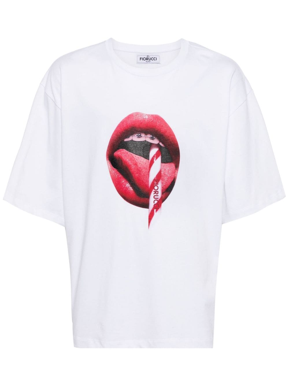 Fiorucci Mouth Graphic-print cotton T-shirt - White von Fiorucci