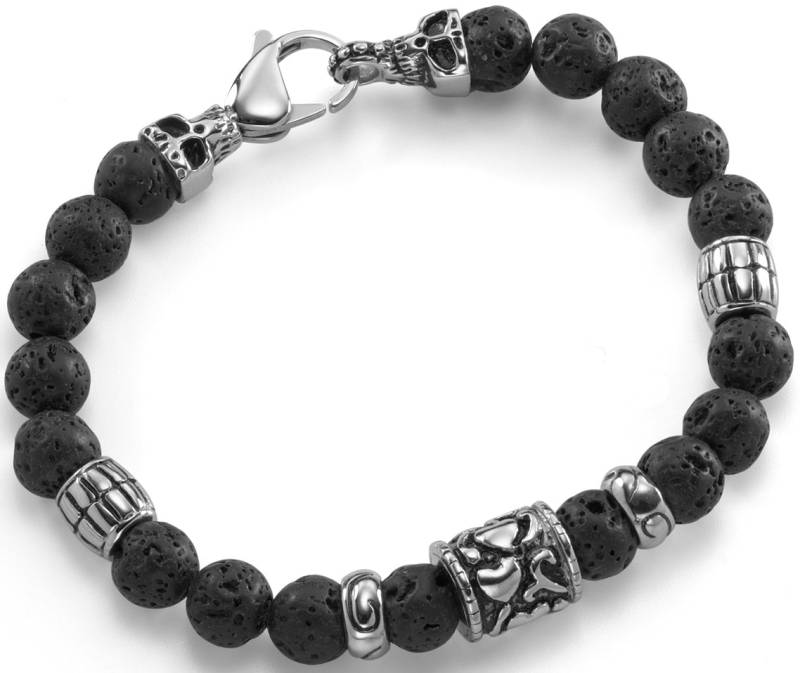 Firetti Armband »Schmuck Geschenk Armschmuck Armkette Lavastein Totenkopf« von Firetti