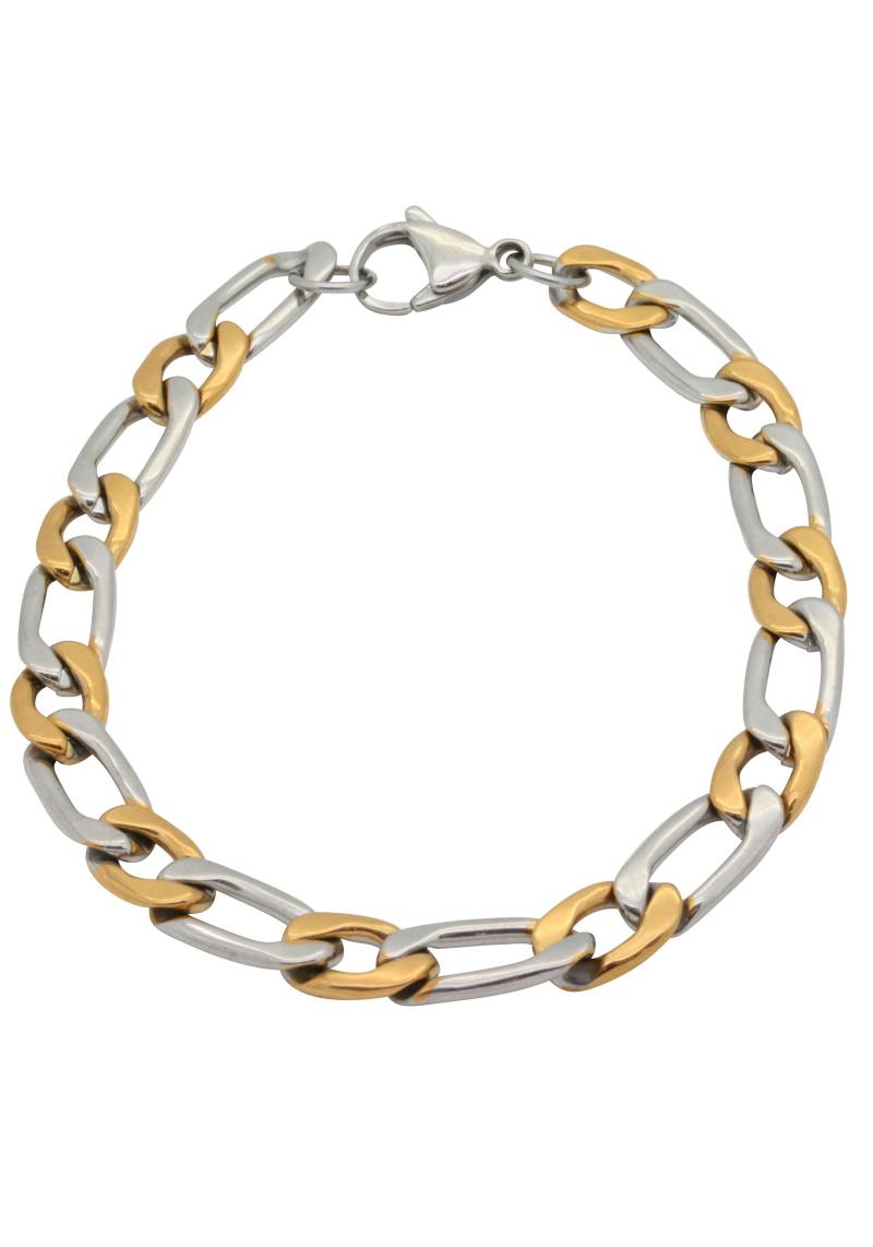 Firetti Edelstahlarmband »Schmuck Geschenk Panzer-/Figarokette, bicolor, ca. 7,47 mm breit«, Made in Germany von Firetti