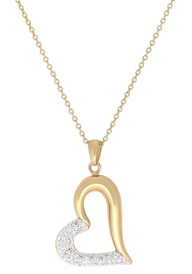 Firetti Herzkette »Schmuck Geschenk funkelndes Herz in asymmetrischer Form, bicolor«, mit Kristallstein von Firetti