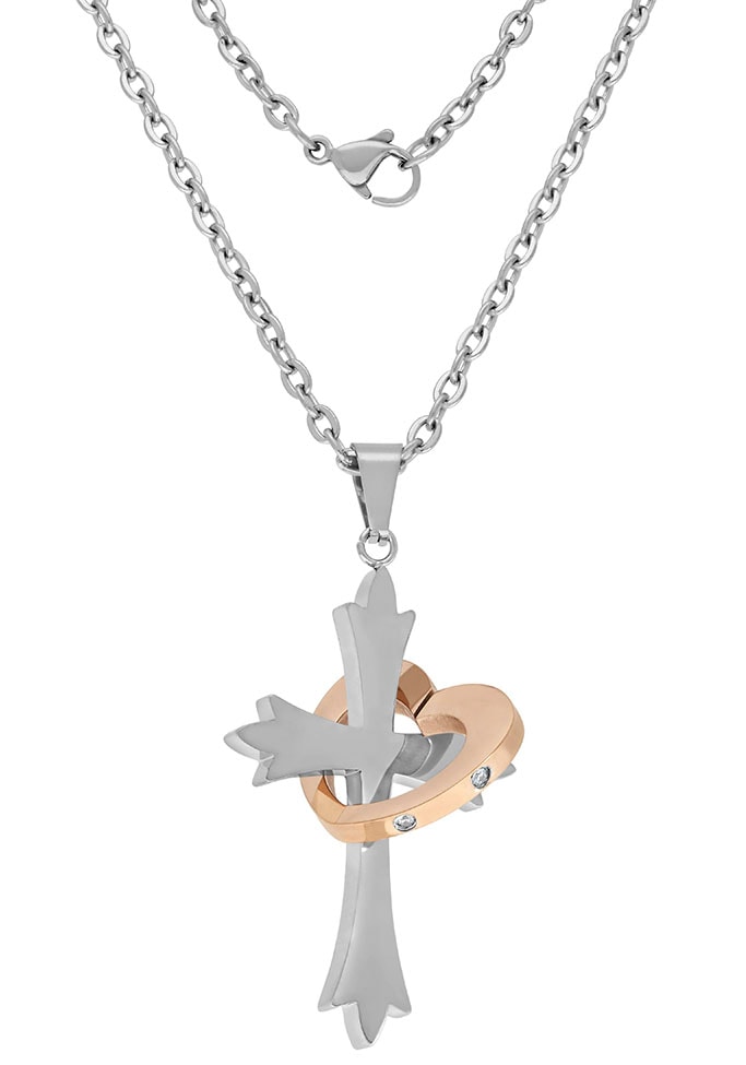 Firetti Kette mit Anhänger »Halskette Schmuck Geschenk Kreuz & Herz "LIEBE" Partnerschmuck«, mit Zirkonia (synth.) Firetti Kette mit Anhänger »Halskette Schmuck Geschenk Kreuz & Herz "LIEBE" Partnerschmuck«, mit Zirkonia (synth.) von Firetti