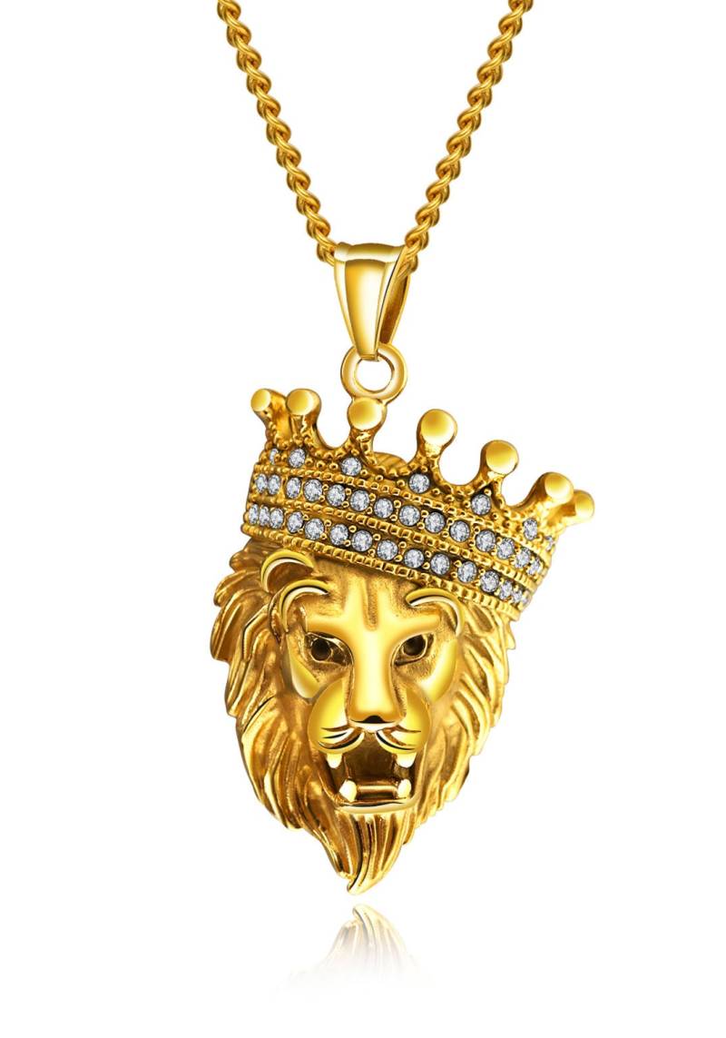 Firetti Kette mit Anhänger »Schmuck Geschenk Löwe, strukturiert«, mit Zirkonia (synth.) von Firetti