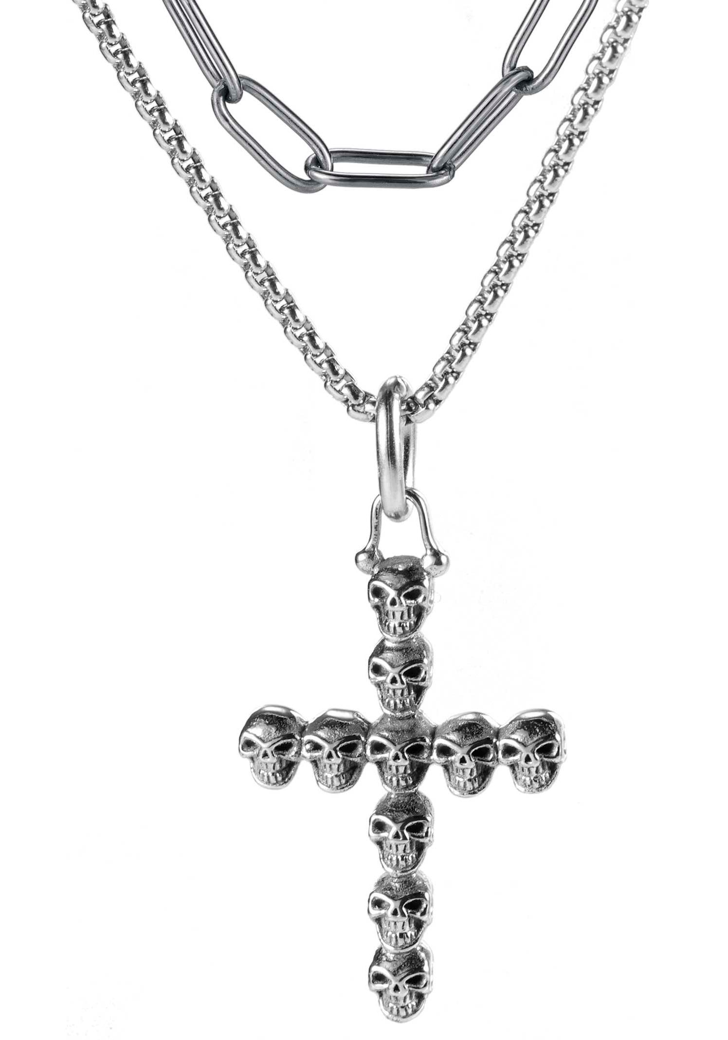 Firetti Kette mit Anhänger »Schmuck Geschenk, Skull Cross«, (Set, 1 tlg.) von Firetti