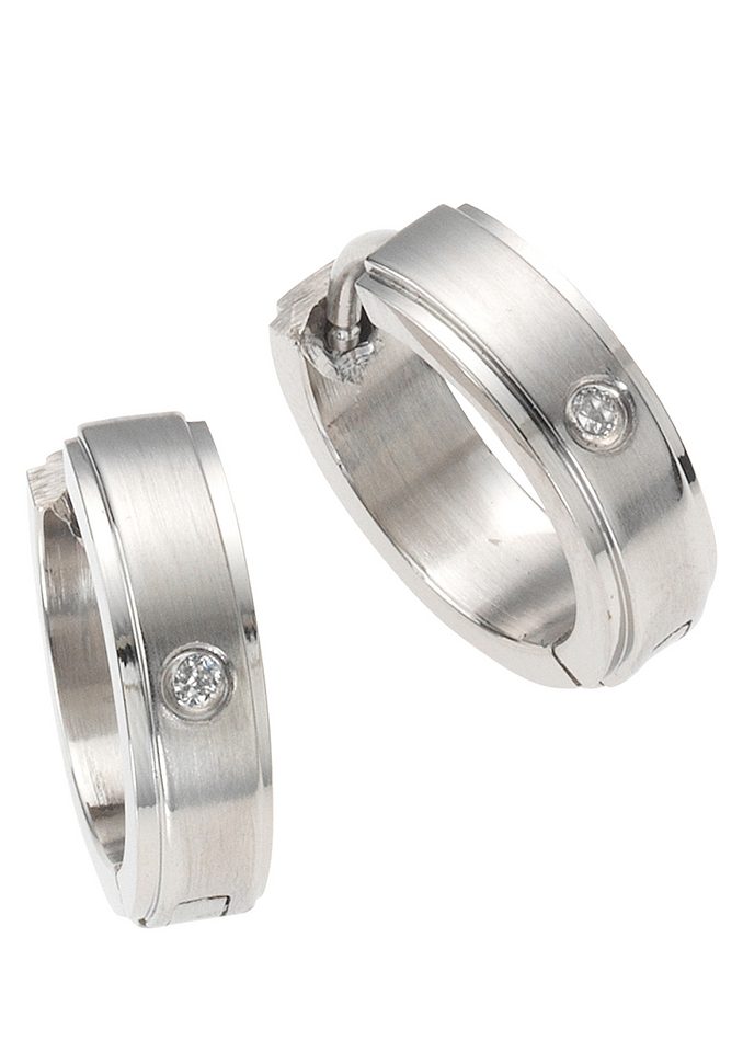 Firetti Paar Creolen »Schmuck Geschenk Basic, Matt/Glanz Optik«, mit Zirkonia (synth.) von Firetti