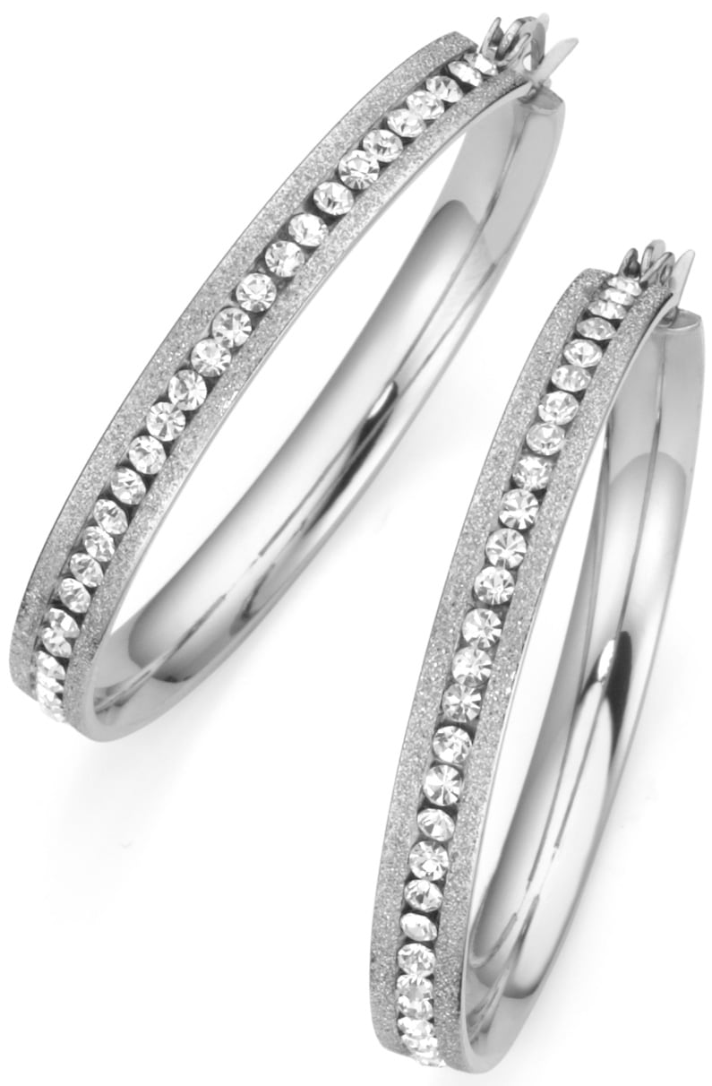 Firetti Paar Creolen »Schmuck Geschenk mittig angeordnete Steine«, mit Kristallstein (synth.) Firetti Paar Creolen »Schmuck Geschenk mittig angeordnete Steine«, mit Kristallstein (synth.) von Firetti
