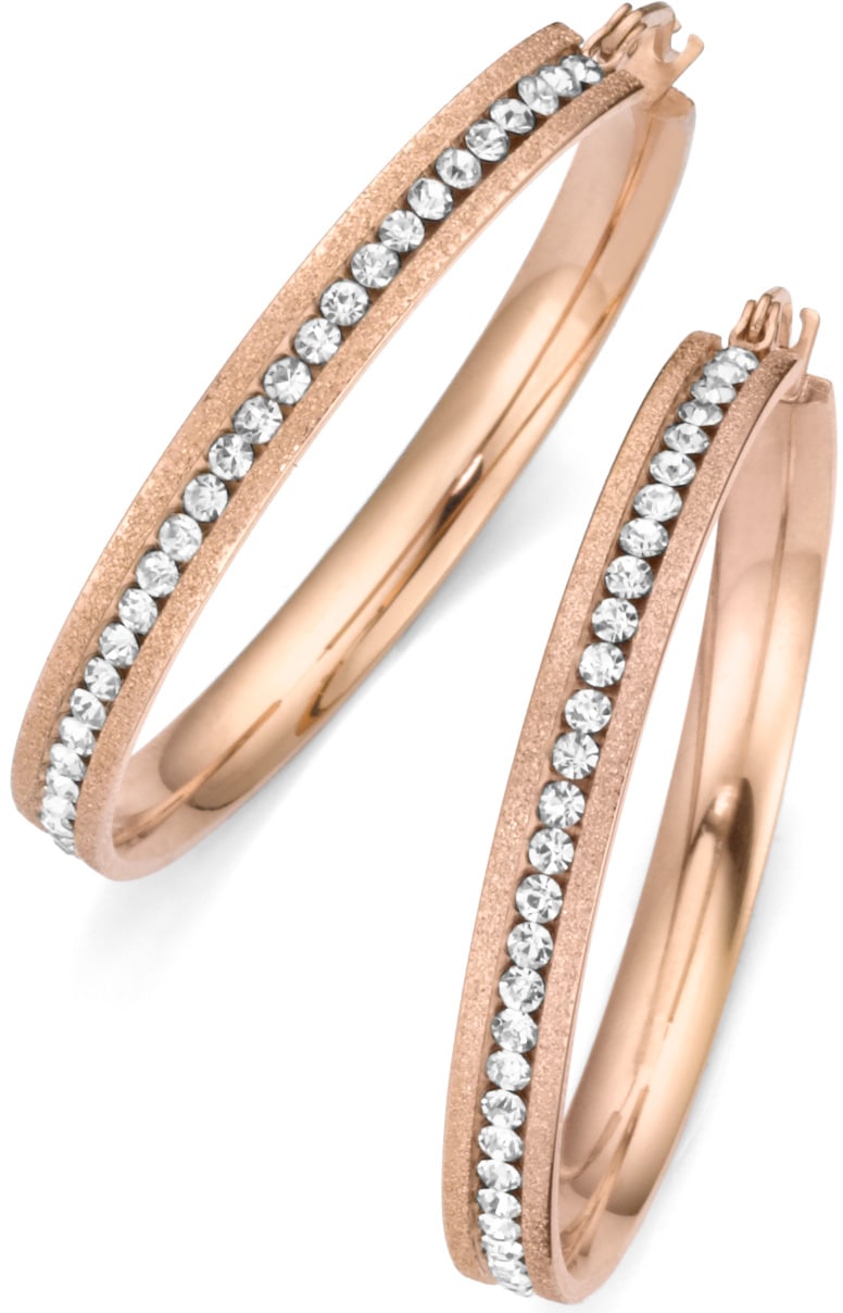 Firetti Paar Creolen »Schmuck Geschenk strukturiert«, mit Zirkonia (synth.) von Firetti