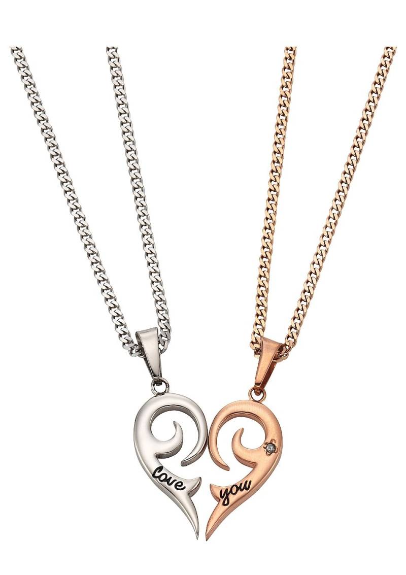 Firetti Schmuckset »Multipack Schmuck Geschenk Halsketten LIEBE«, (4 tlg.), mit Zirkonia (synth.) von Firetti