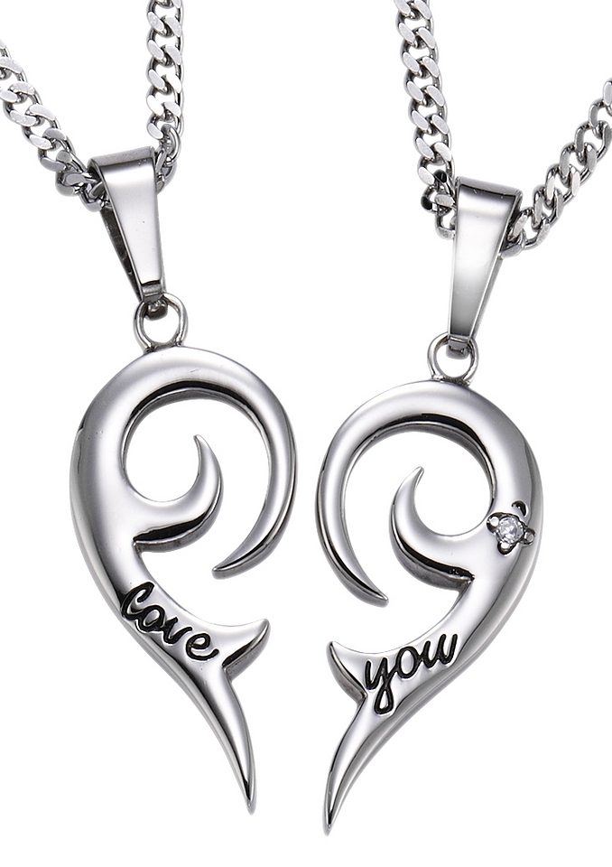 Firetti Schmuckset »Multipack Schmuck Geschenk Halsketten LIEBE«, (4 tlg.), mit Zirkonia (synth.) von Firetti