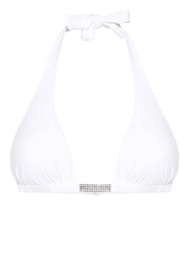 Fisico crystal-embellished bikini top - White von Fisico