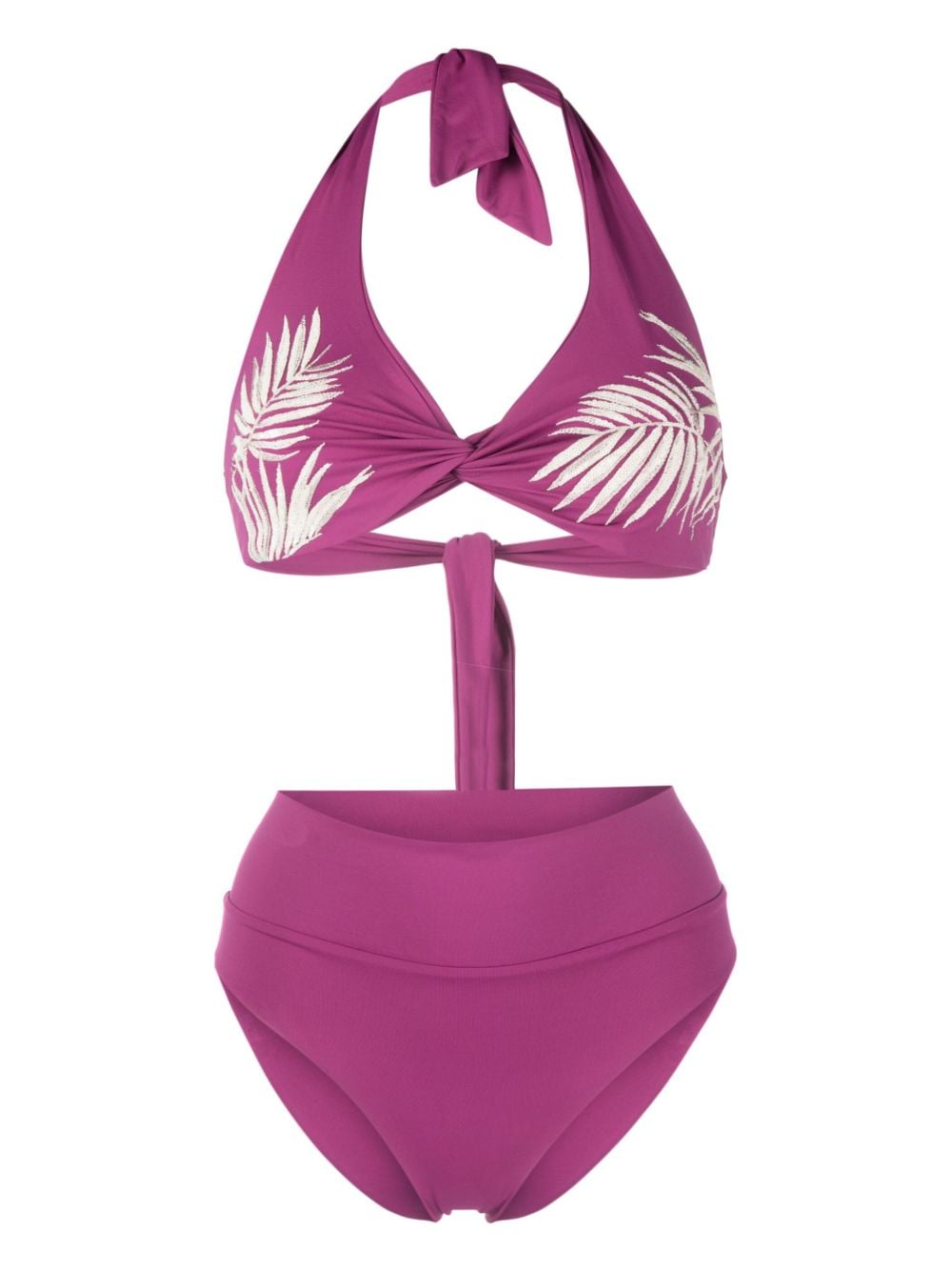 Fisico leaf-print high-waisted bikini - Pink von Fisico