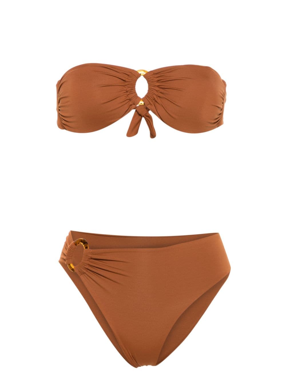 Fisico ring-embellished bandeau bikini - Brown von Fisico