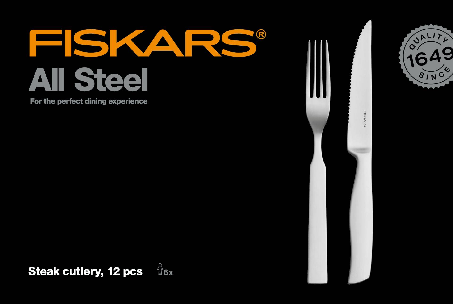 Steakbesteck »All Steel Steak Besteck-Set, 12-teilig«, (Set, 6 tlg.) von Fiskars
