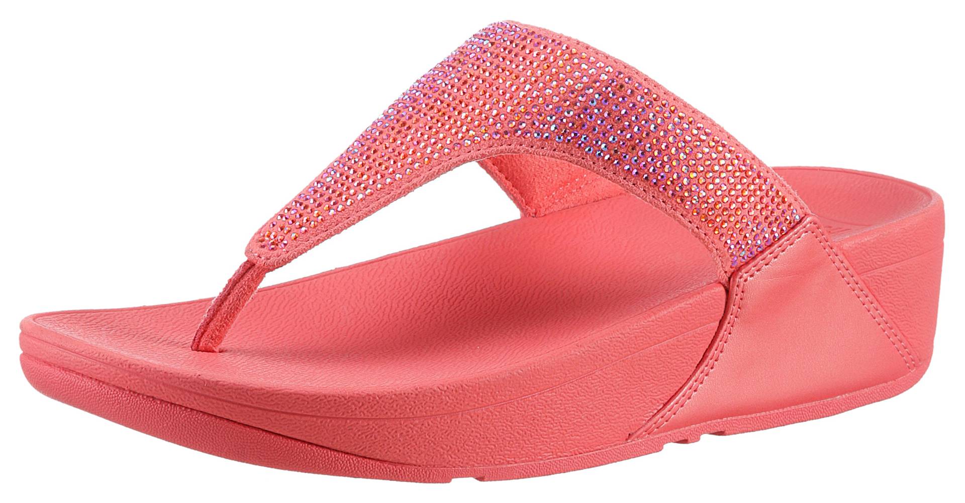 Fitflop Dianette »LULU CRYSTAL EMBELLISHED TOE-POST SANDALS - HOTFIX«, Keilabsatz, Sommerschuh, Zehentrenner mit weichem Zehensteg von FitFlop