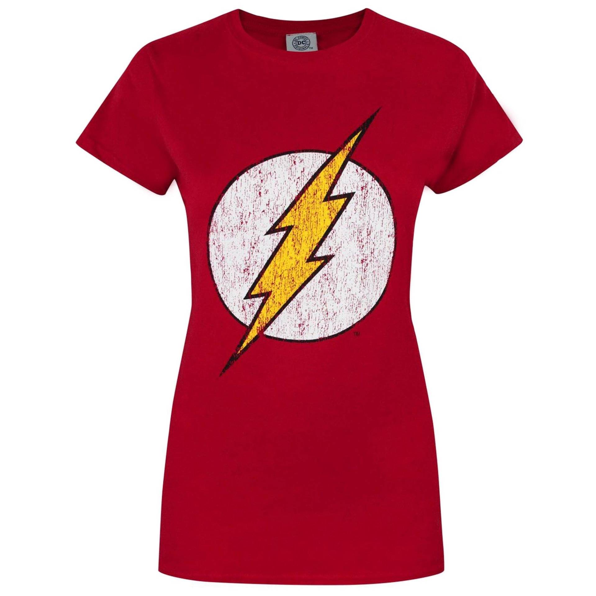Distress Logo Tshirt Damen Rot Bunt XXL von Flash