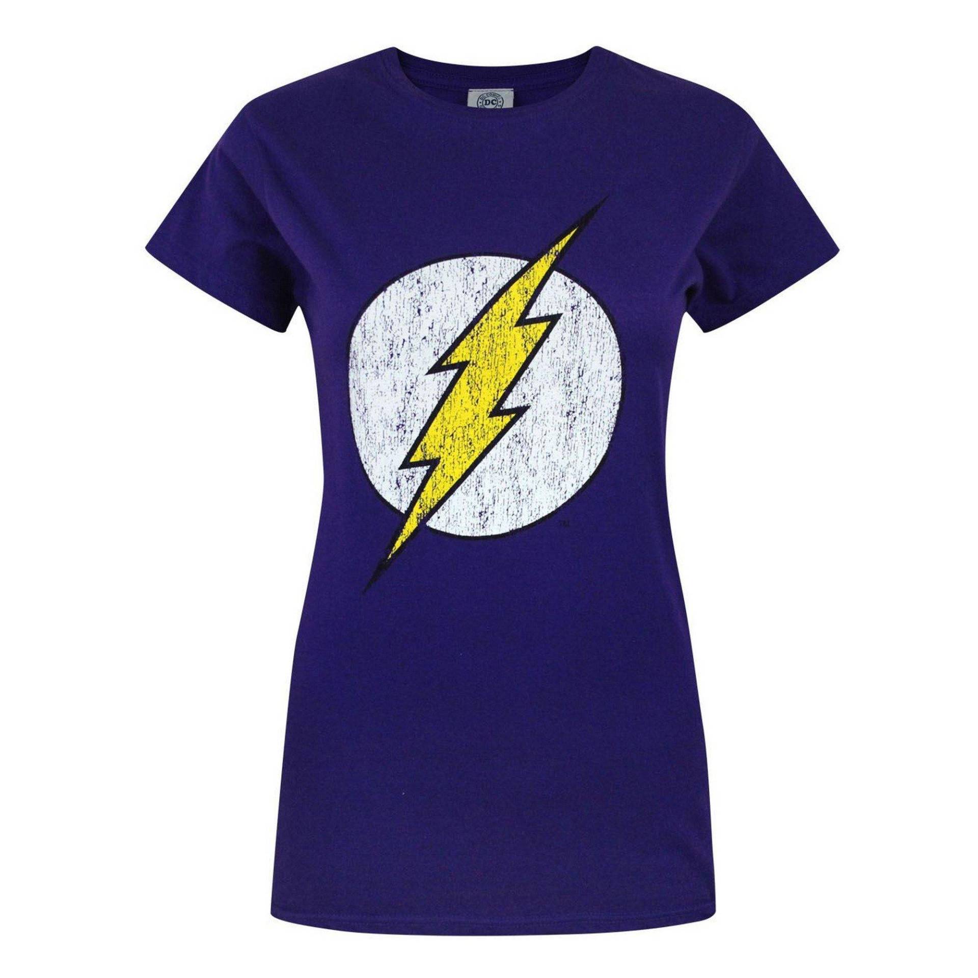 Distress Logo T-shirt Damen Lila M von Flash