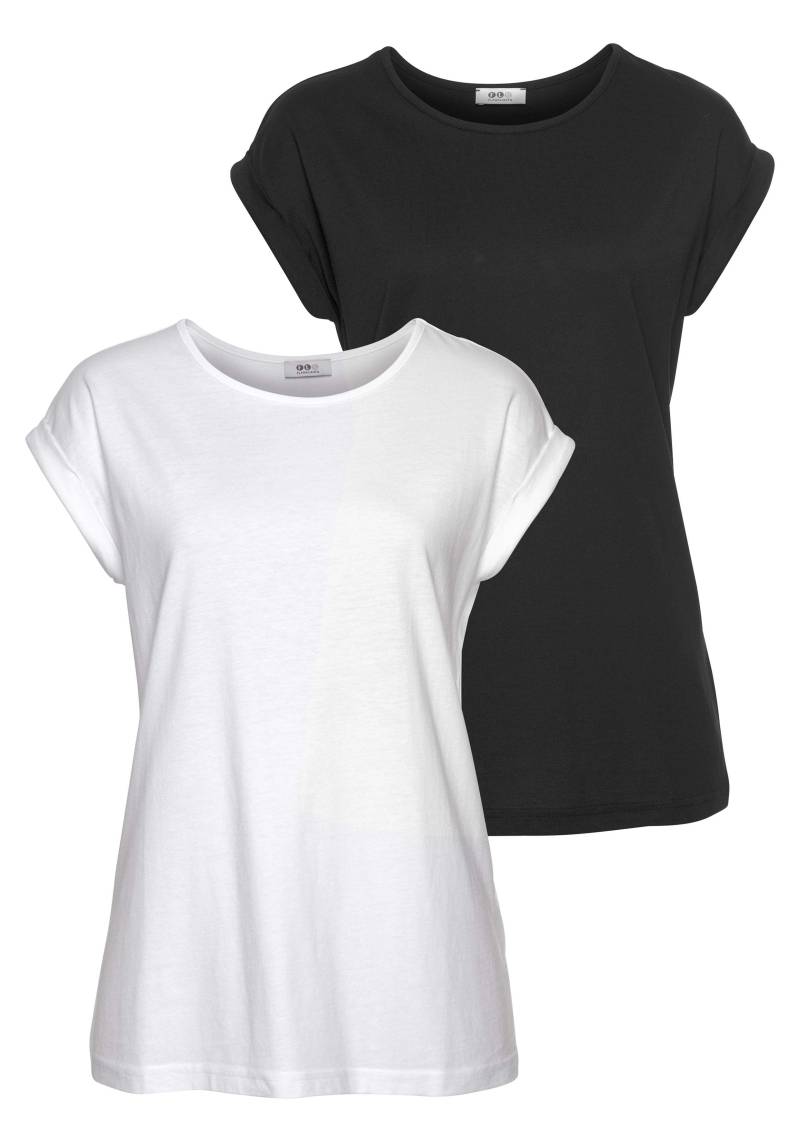 Flashlights T-Shirt, (Packung, 2 tlg., 2er-Pack), Kurzarm, figurbetont, unifarben, Rundhals, für jeden Anlass von Flashlights