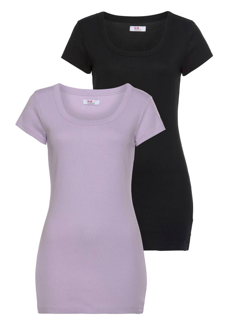 Flashlights T-Shirt, (Packung, 2er-Pack), figurbetonter Schnitt, unifarben, Rundhalsausschnitt von Flashlights