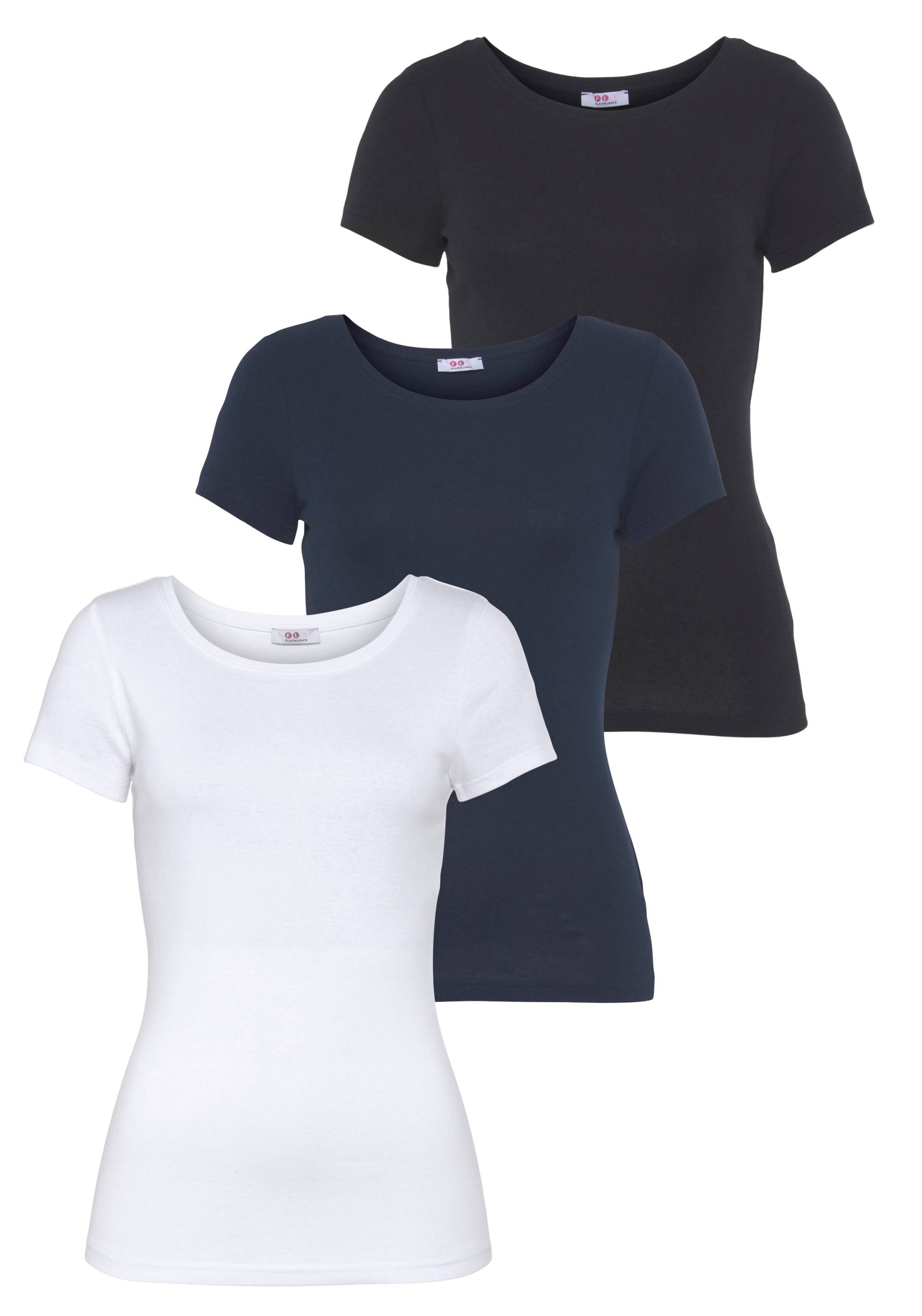 Flashlights T-Shirt, (Packung, 3 tlg., 3-er Pack), Kurzarm, sehr figurbetonte Passform, aus Feinrippstoff von Flashlights