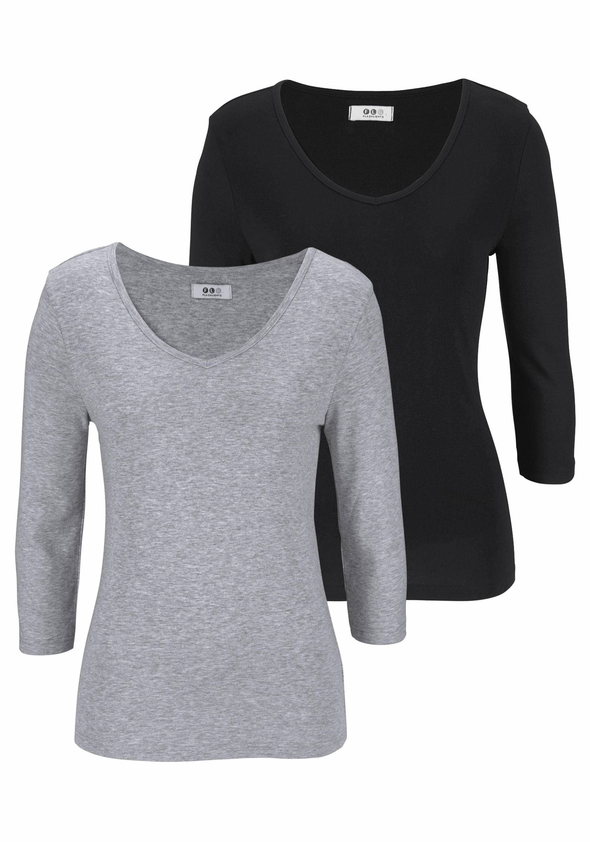 Flashlights V-Shirt, (Packung, 2 tlg., 2er-Pack), unifarben, V-Ausschnitt, Basic-Stil, aus Baumwolle, im 2er-Pack von Flashlights