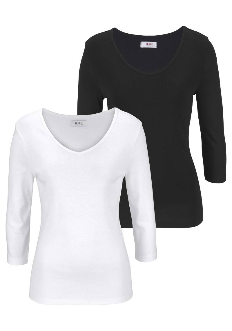 Flashlights V-Shirt, (Packung, 2 tlg., 2er-Pack), unifarben, V-Ausschnitt, Basic-Stil, aus Baumwolle, im 2er-Pack von Flashlights