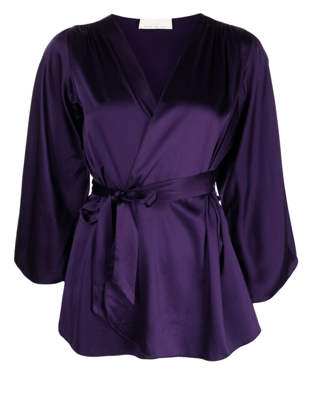 Fleur Du Mal Angel belted-waist satin robe - Purple von Fleur Du Mal