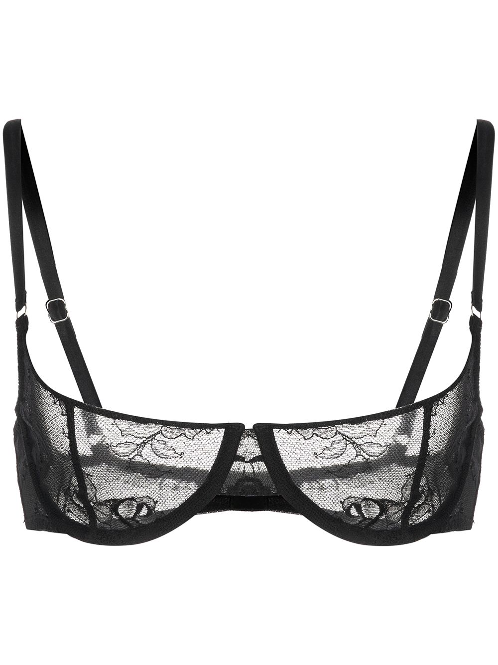 Fleur Du Mal Bouquet lace balconette bra - Black von Fleur Du Mal