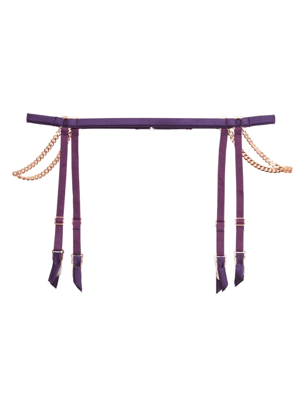 Fleur Du Mal Chain Luxe satin garter belt - Purple von Fleur Du Mal