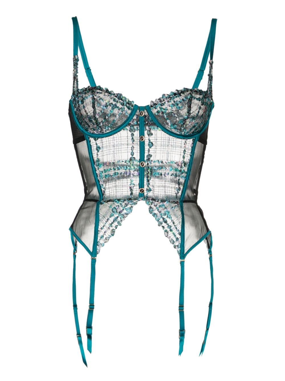 Fleur Du Mal Gabrielle embroidered body - Blue von Fleur Du Mal