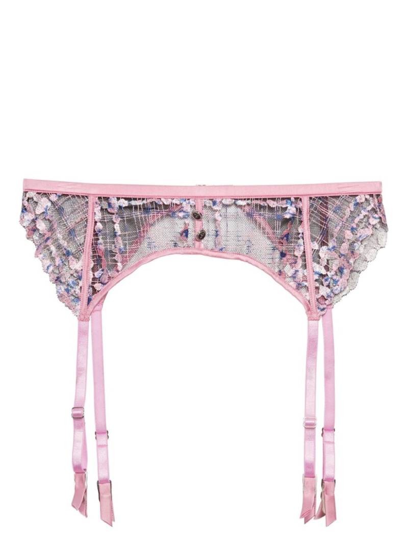 Fleur Du Mal Gabrielle embroidery garter - Pink von Fleur Du Mal