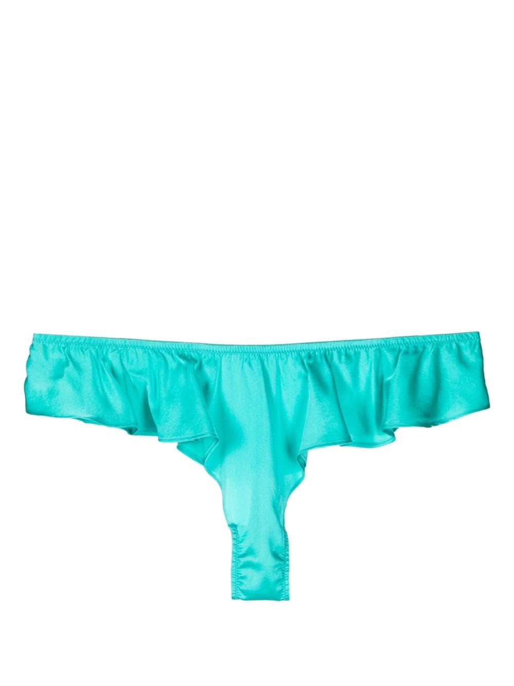 Fleur Du Mal Luxe ruffle-detailing satin thong - Green von Fleur Du Mal