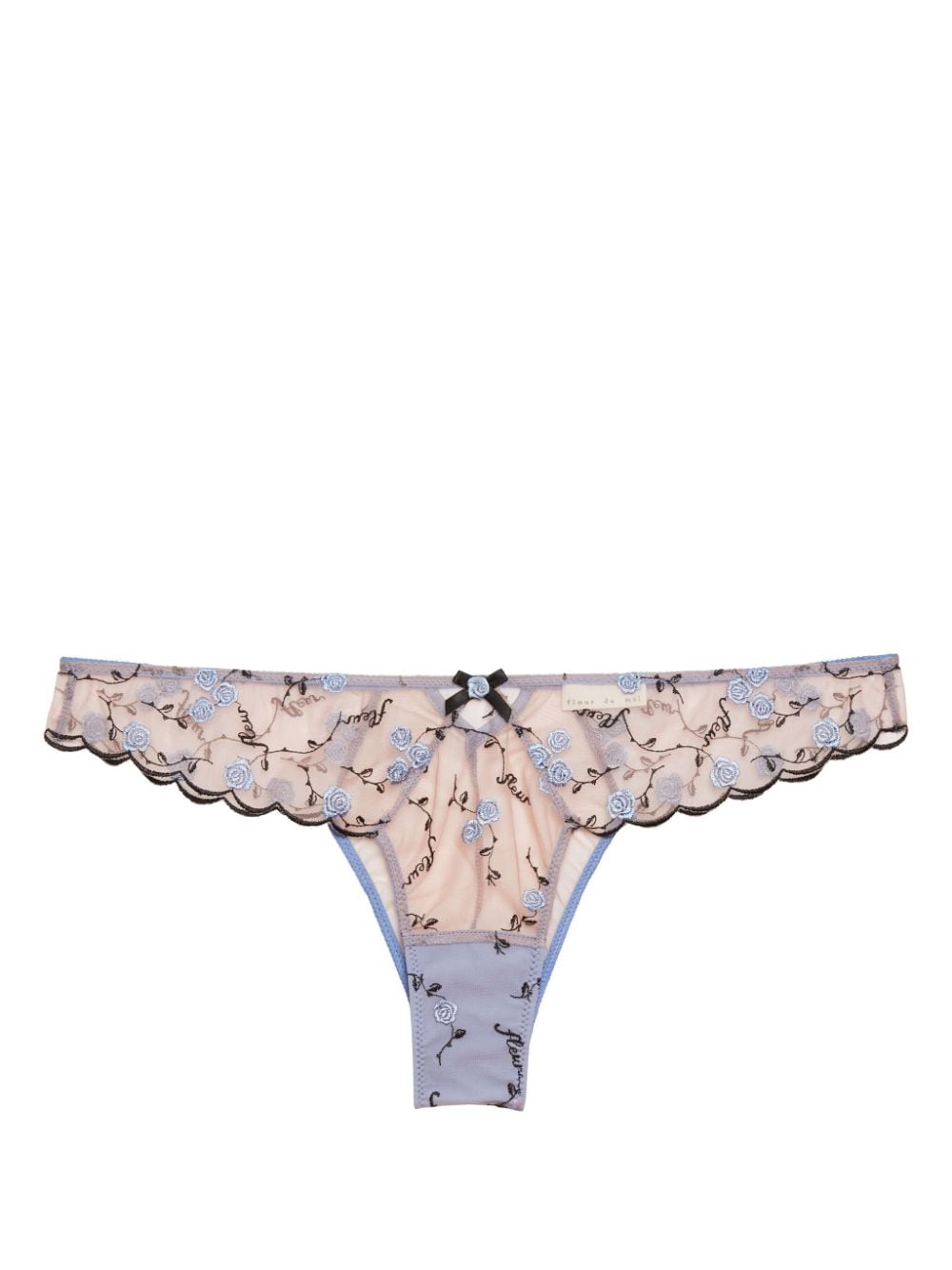 Fleur Du Mal Rose and Vine embroidered sheer tanga - Purple von Fleur Du Mal