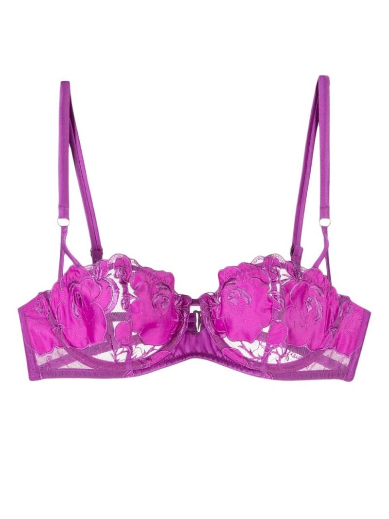 Fleur Du Mal Rose logo-embroidered balconette bra - Purple von Fleur Du Mal